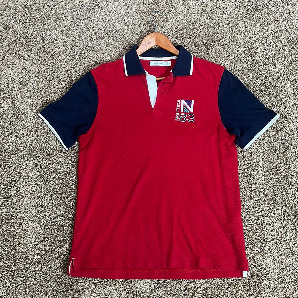 Nautica Men's Navtech Nautica (N 83’) Red Blue White Polo
